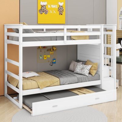 Bunk Bed with Storage Stairs and Trundle