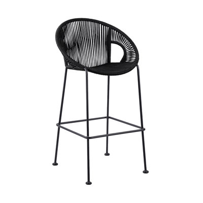 Tabouret de bar d'extérieur en acier 30 "avec corde noire Van - ensemble de 4