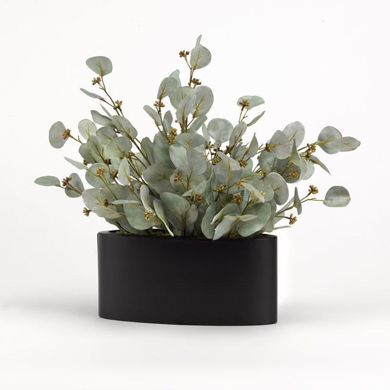 19'' Faux Eucalyptus Plant in Metal Planter