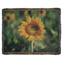 Sunflowers Anti-Pill Premium No-Sew Throw Fleece Fabric Kit (50x60)