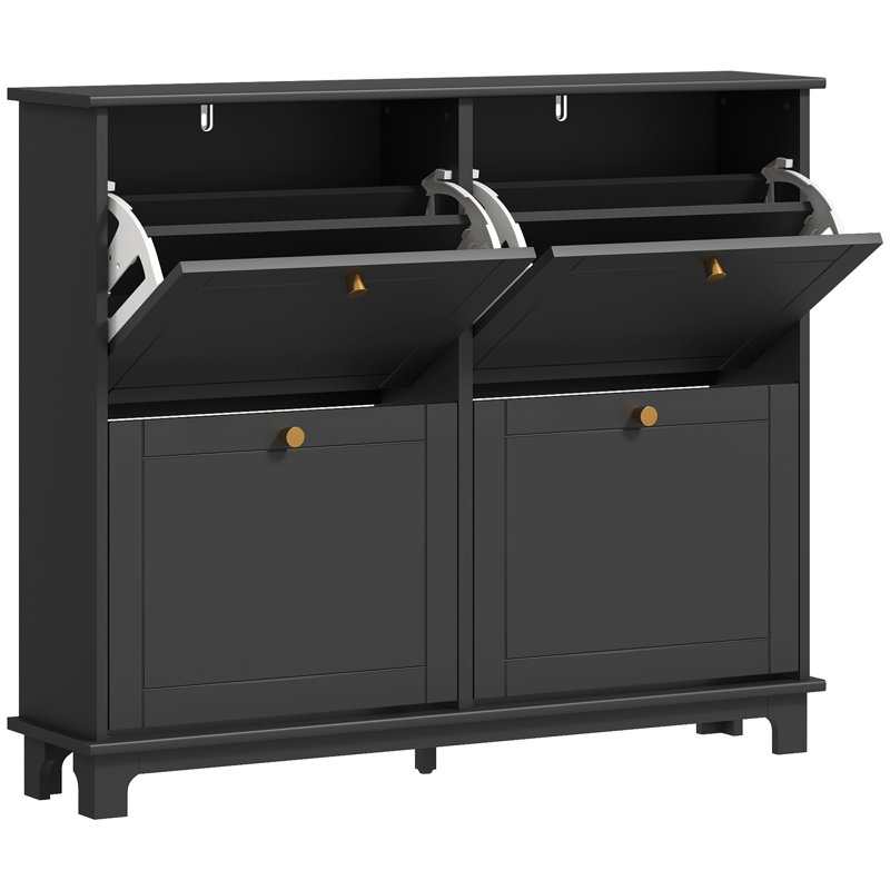 12 Pair Shoe Storage Cabinet, Black