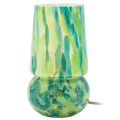 10" Colorful Glass Table Lamp, Dimmable Accent Lamp With E12 Socket, Adjustable Color Temperature, Modern Bedside Lamp With Woven Cord For Bedroom, Living Room & Hotel