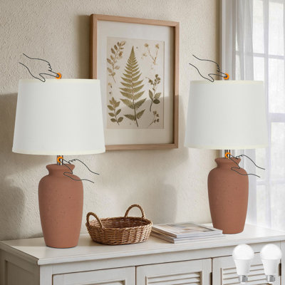 25"Dimmable Ceramic Table Lamp Touch Control Light Set of 2