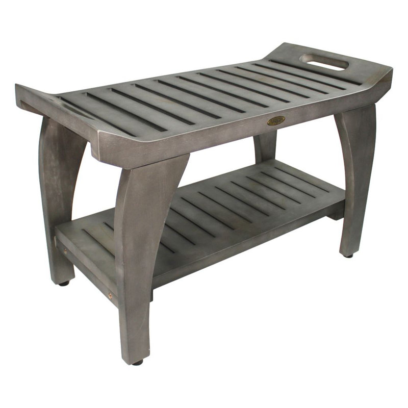 30'' Teak Shower Bench with LiftAide Arms and Shelf