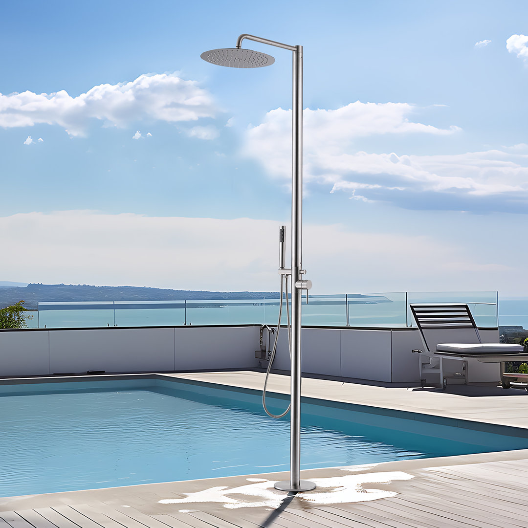 ShowerTec 83.54'' H Stainless Steel Outdoor Freestanding Exposed Shower System with Handheld Shower Homein