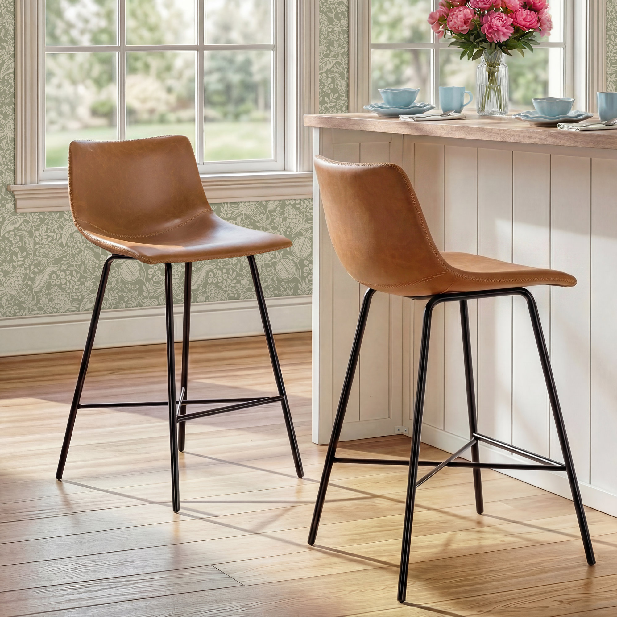 Paxton Leatherette Stool, Tan