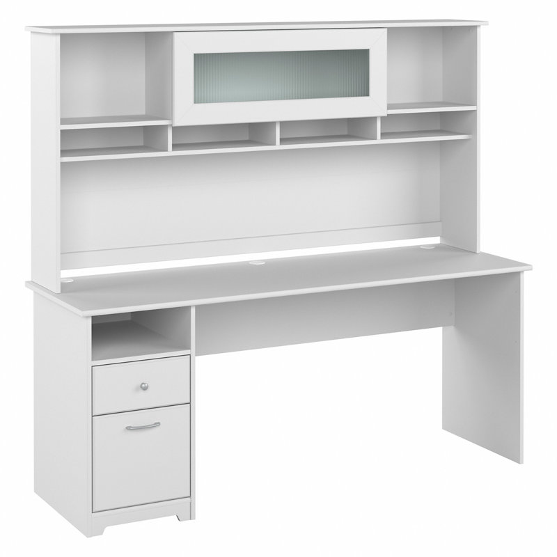 Ozro Computer Desk, White, 66.3" H x 71.69" W x 23.19" D