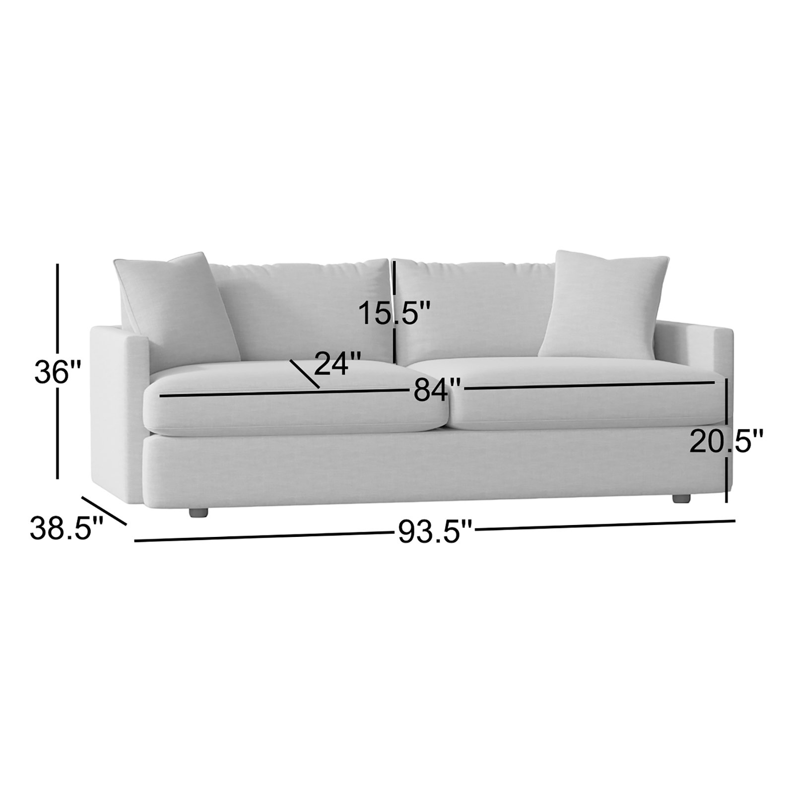Fletcher 94" Sofa, Nomad Snow Crypton Performance Chenille