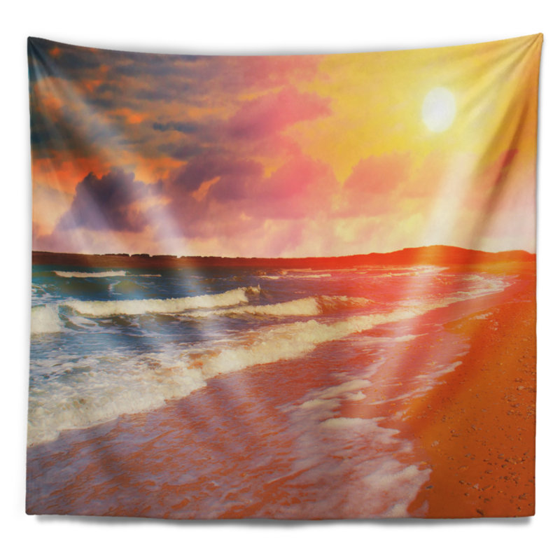 Tapisserie Desert Beach au coucher du soleil, H 50 po x l 60 po