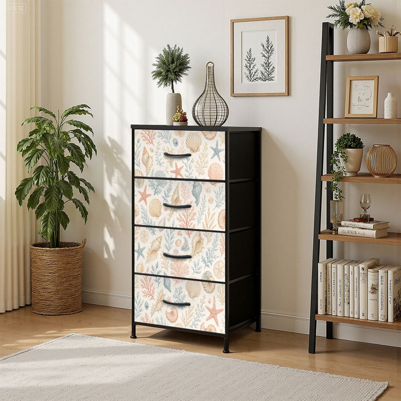 Commode de rangement verticale 4 tiroirs Seashell