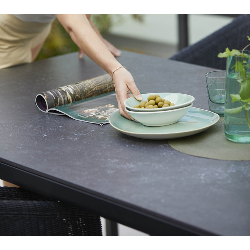 Drop Outdoor Dining Table, 39.4" W x 78.8" L x 29.2" H, Light Gray, Nero Black