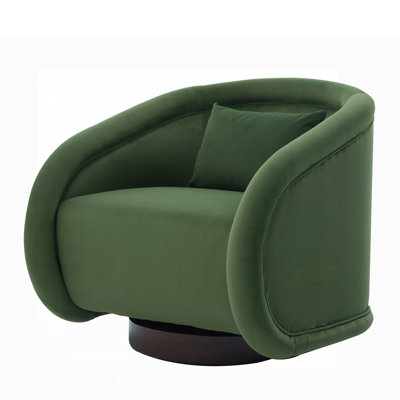 Swivel Accent Chair, 360-degree Swivel Barrel Chair with Velvet Fabric Upholstery, Comfy Pumpkin-Shaped Swivel Chair for Living Room, Bedroom, or Office