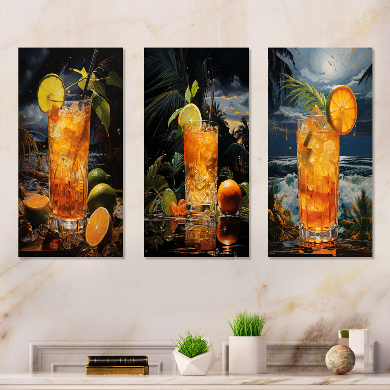 Hurricane Horizon Cocktail Harmony, 28" H x 36" W, Wrapped Canvas