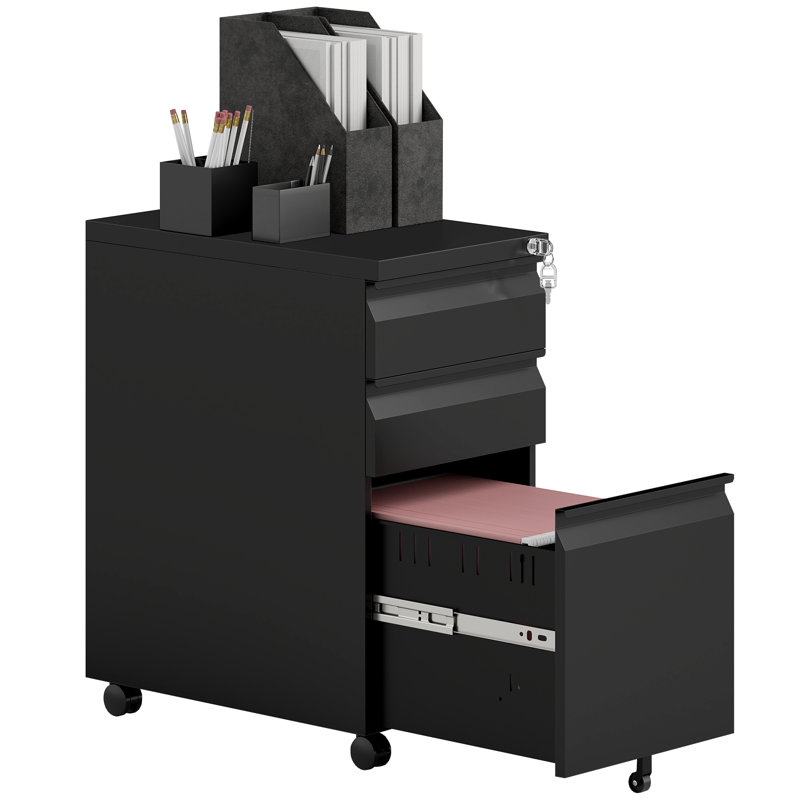 3 Drawer Filing Cabinet, Black