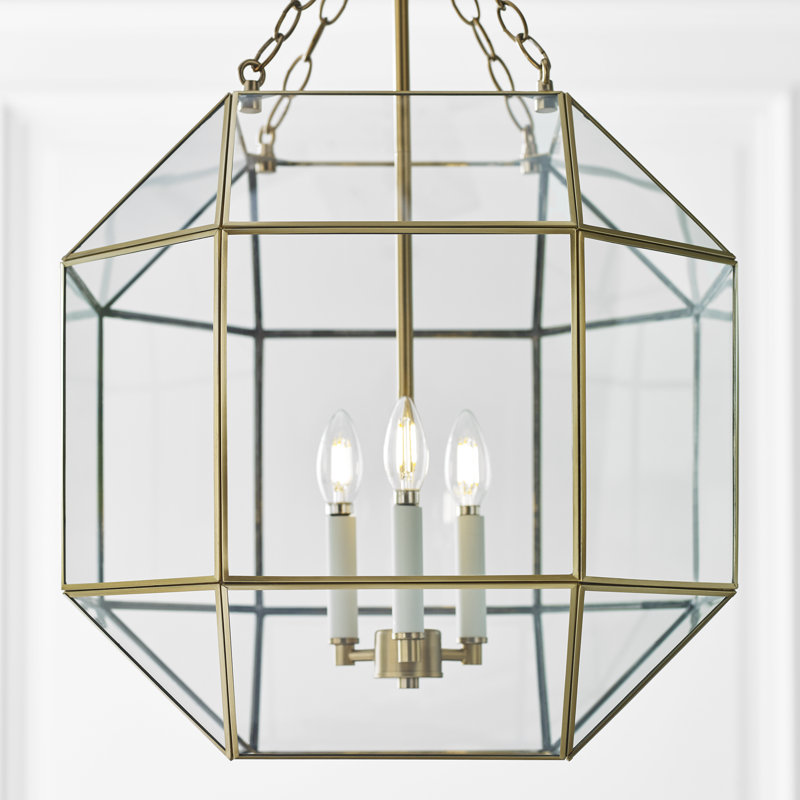 Morrison 3 - Light Pendant, 27.25" H x 18.5" W x 18.5" D, Satin Brass, Clear