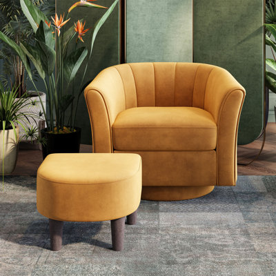 Torrence Swivel Accent Chair With Ottoman