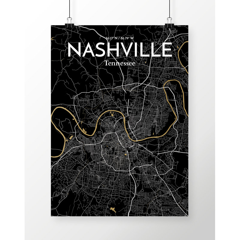 Nashville City Map - No Frame Print, 91.4cm H x 61cm W x 0.13cm D
