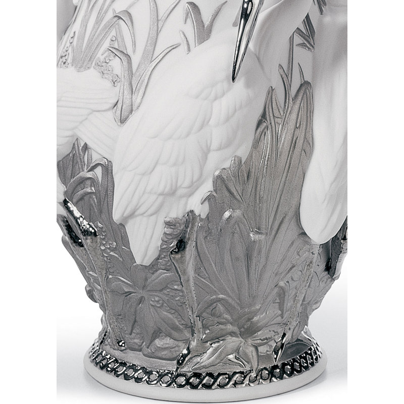 Silver/White 13.75" Porcelain Table Vase
