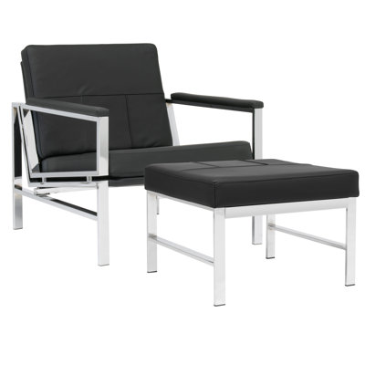 Landa SIGNATURE GENUINE LEATHER CHAIR/OTTOMAN SET