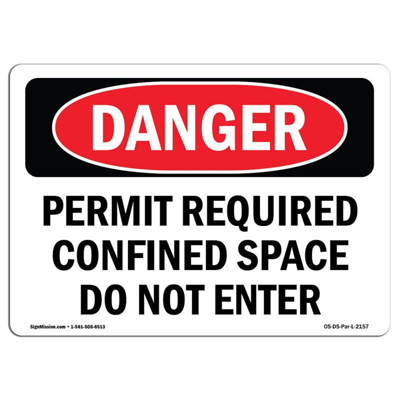 Permis requis: espace confiné ne pas entrer en aluminium 12 x 18, H 18 po x l 24 po x P 0,1 po
