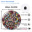 Numéros disposés en cercle avec art abstrait - horloge murale moderne en verre 12 po