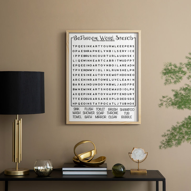 Bath Word Search Framed Print - Solid Wood