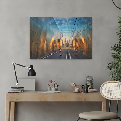 Art contemporain, architecture contemporaine, art mural coucher de soleil
