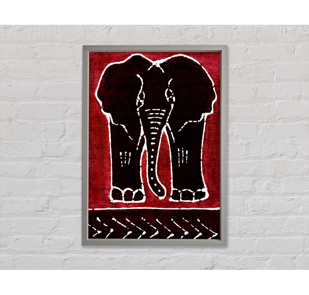 Aborigine Roter Elefant - Einzelner Bilderrahmen Kunstdrucke auf Leinwand