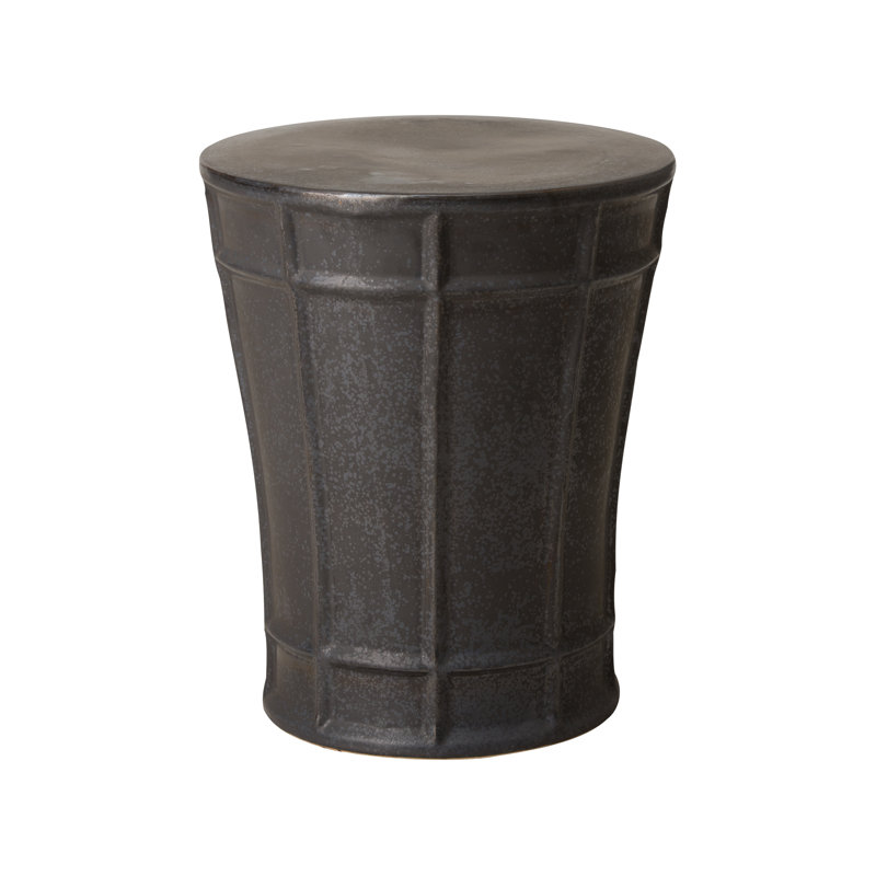 Tabouret / table, blanc H 15 x 18 po, Bronze industriel