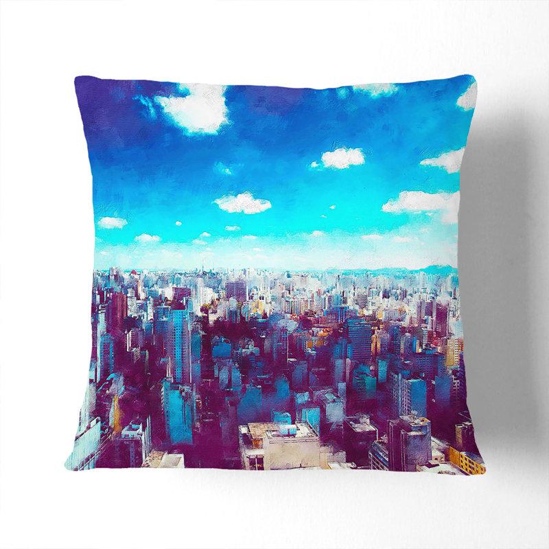 Sao Paulo Brazil Skyline Cushion with Filling, Stone, 40cm H x 40cm W x 15cm D