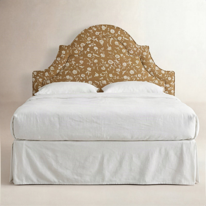 Knipe Upholstered Headboard, Twin, Robina Floral Ochre