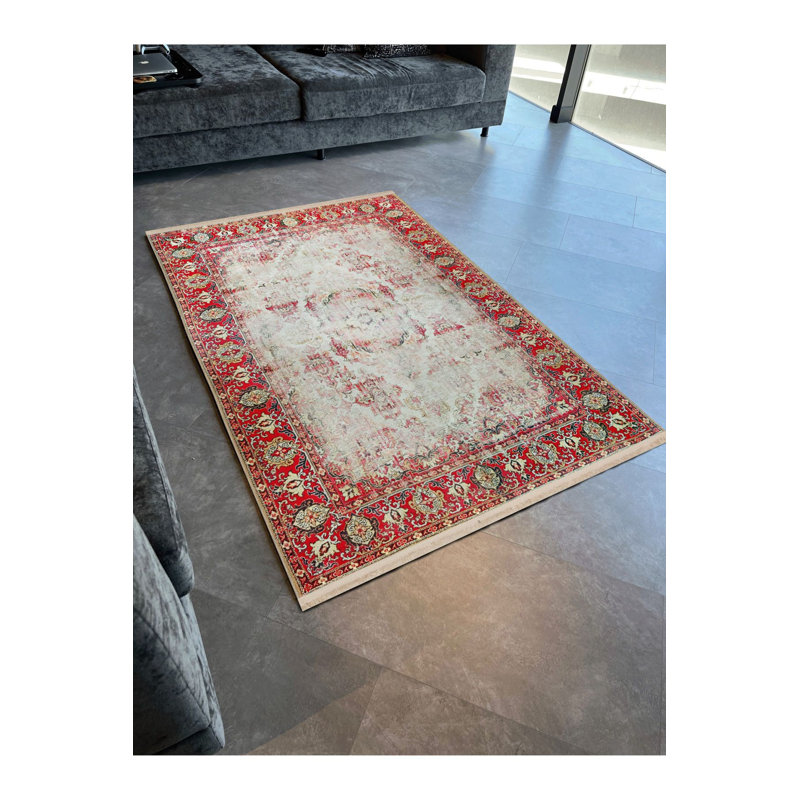 Tapis décoratif abstrait beige, Sous-tapis rectangulaire 2 pi 6 po x 4 pi 11 po