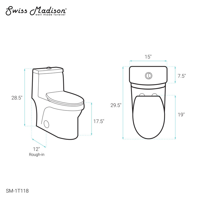 Virage One-Piece Elongated Toilet Vortex Dual-Flush 1.1/1.6 gpf, Glossy White, Top