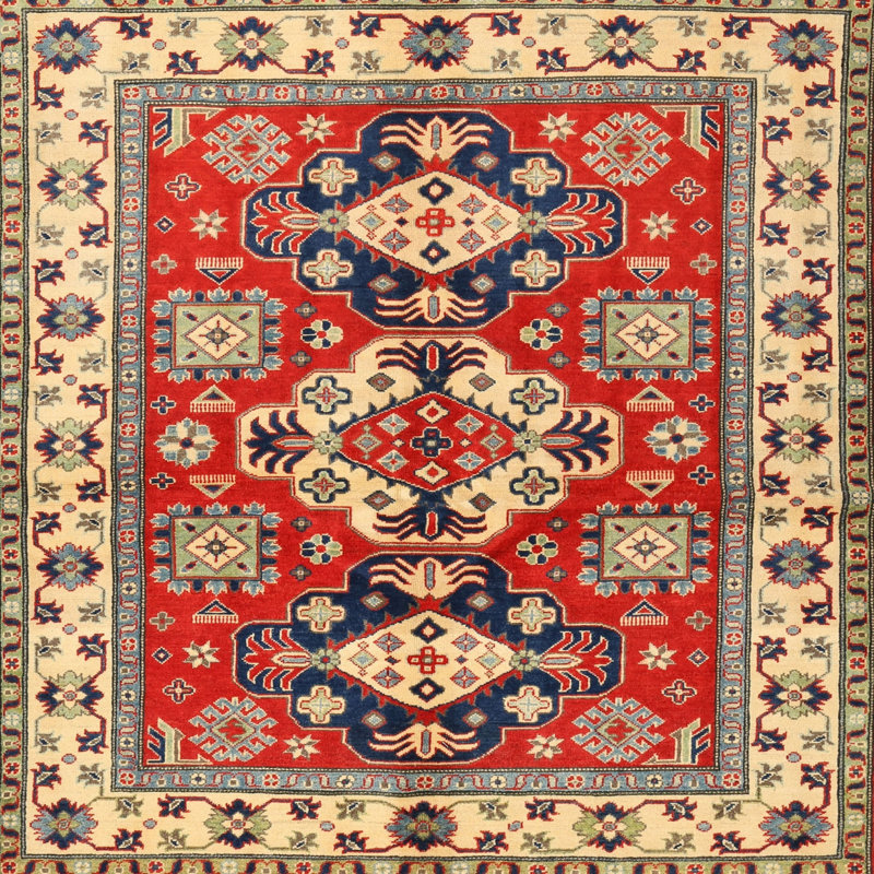 Tapis rouge à motif sud-ouest, Carré 6 pi
