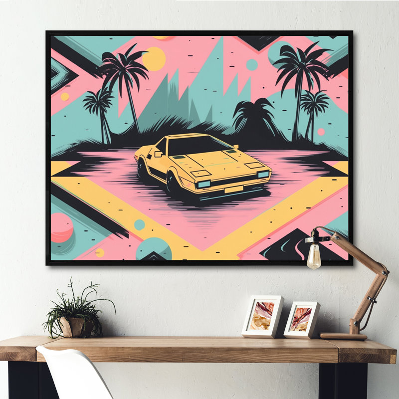 80S Groovy Cars VI, reproduction d'art sur toile encadrée, Noir, H 30 po x l 40 po x P 1,5 po