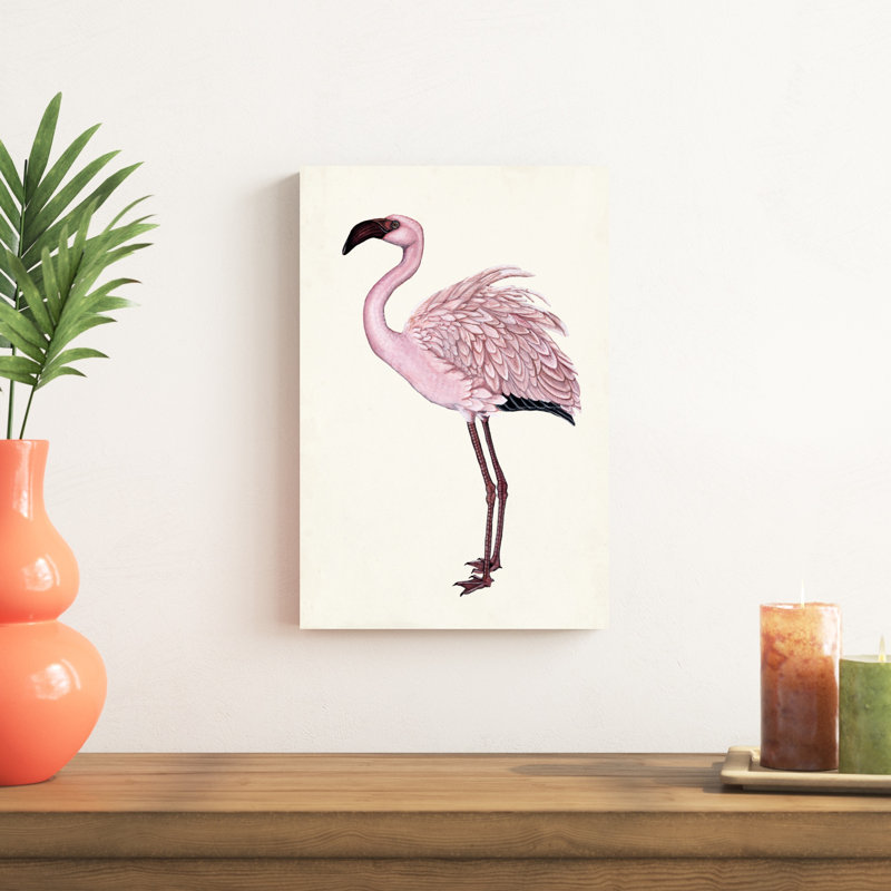 «Striking Flamingo II» par Naomi McCavitt - peinture sur toile tendue, H 18 po x l 12 po