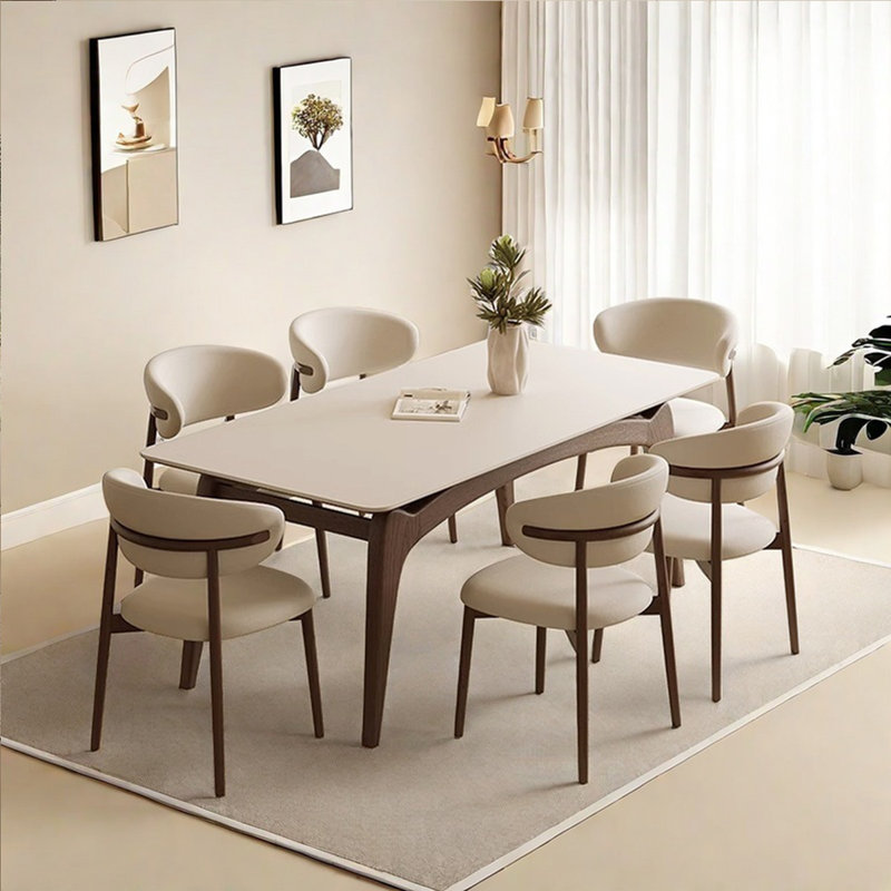 Nordic cream style rectangular rock table, 29.14"H x 63"L x 31.5"W