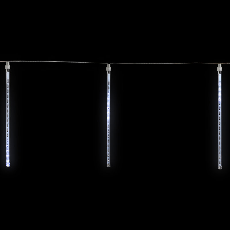 LED Snowfall Icicle Christmas Lights - Polar White - 15' Clear Wire - 10Ct