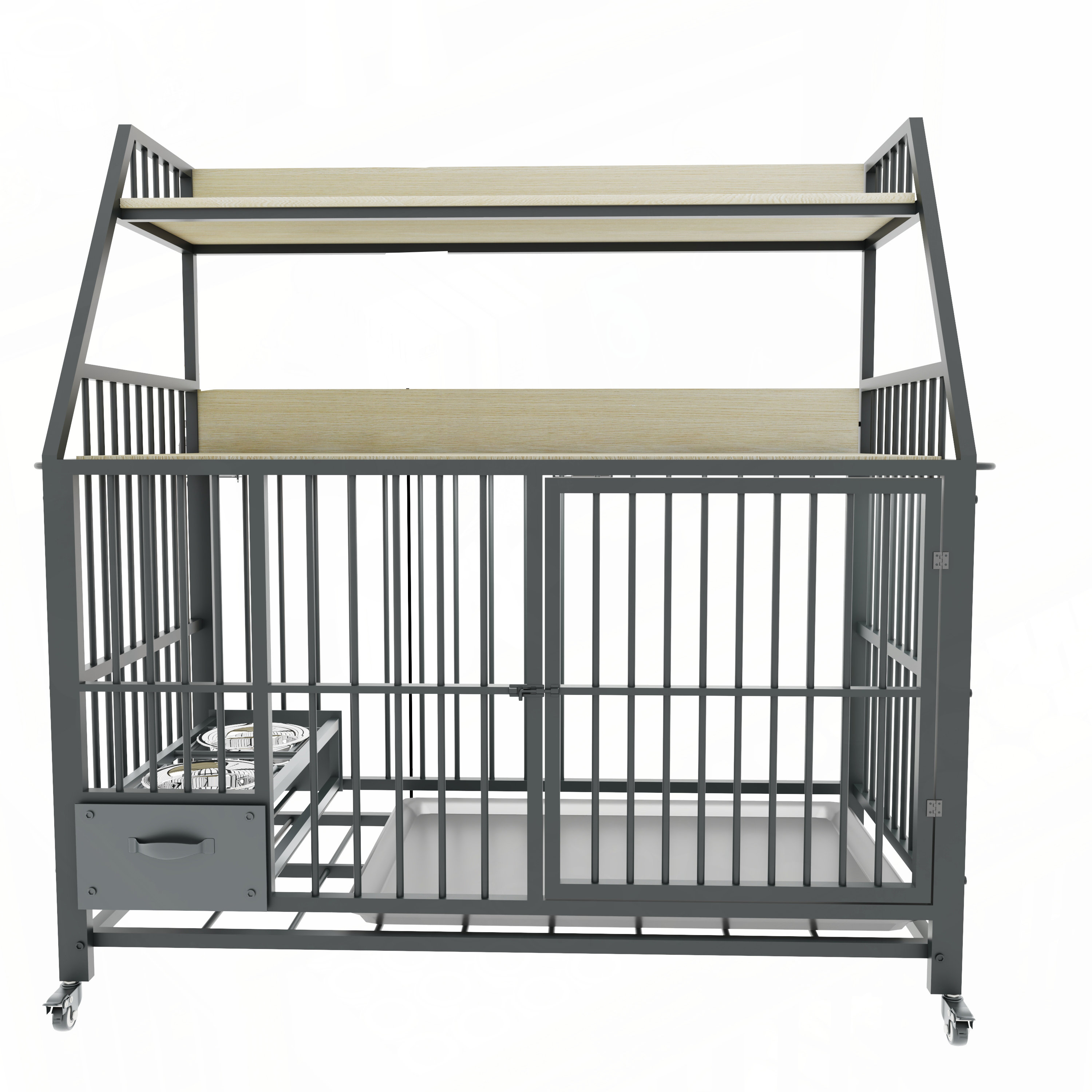 Latitude Run® Large pet cage with storage rack, drawers with stainless ...