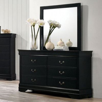 Fredra 6 Drawer 58.4'' W Solid Wood Standard Dressers and Chests with Mirror -  Canora Grey, 8AA19E671F8340A4AFE66651B5820AD9