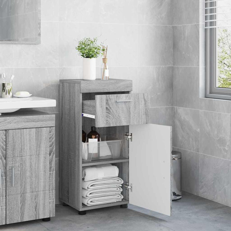  Bathroom Cabinet 37 X 31.5 X 82 Cm Engineered Wood, Grey Sonoma