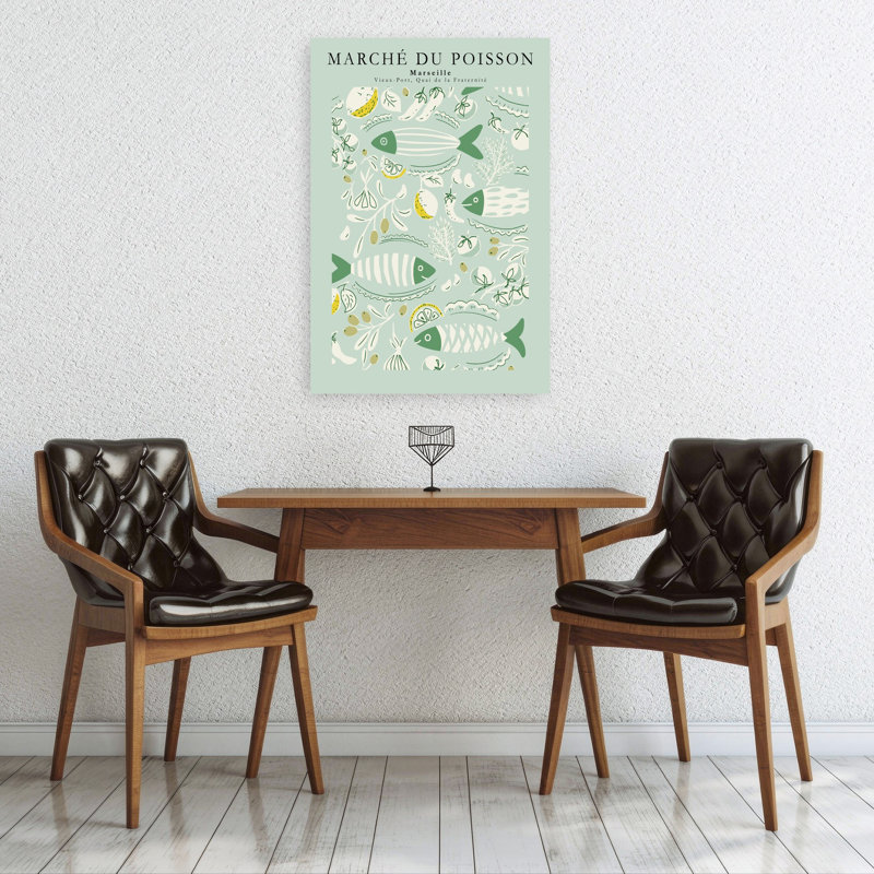 French Fish Market Playful Rustic Contemporary Fish Coastal Wall Art, 36" H x 24" W