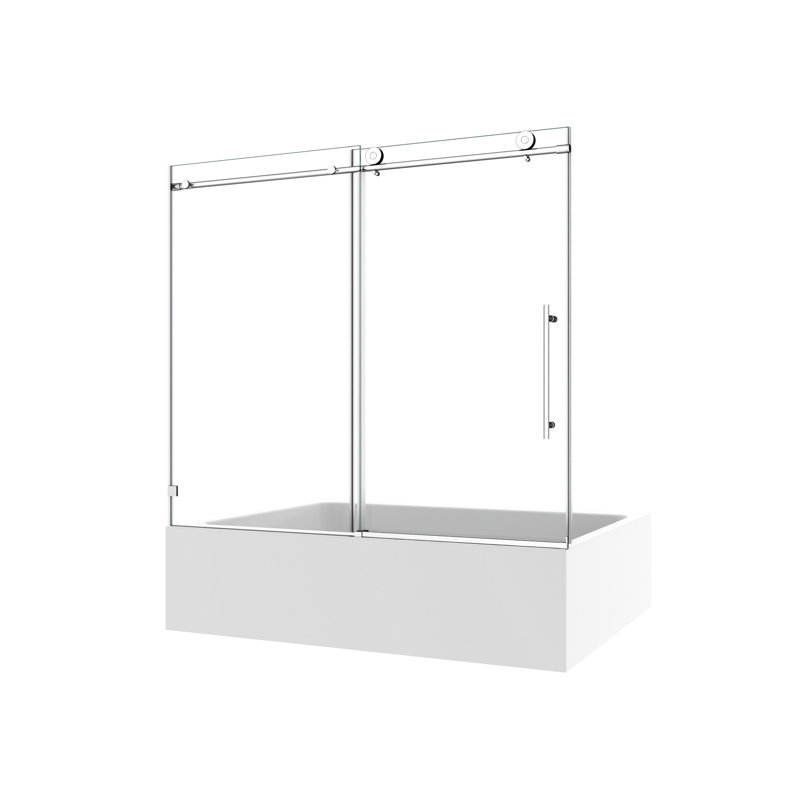Brushed Nickel Bathroom Shower Door 6063 - With Soft Closing, Nano Clean Coating, Tempered Glass, 70Mm 304 Stainless Steel Pulleys In One Fixed & Shifted Panel, Easy Treatment,