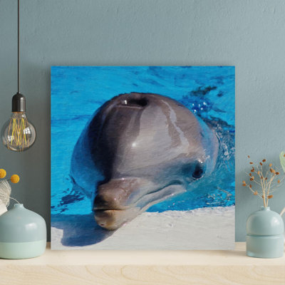 " Gray Dolphin In Blue Water " Painting Print