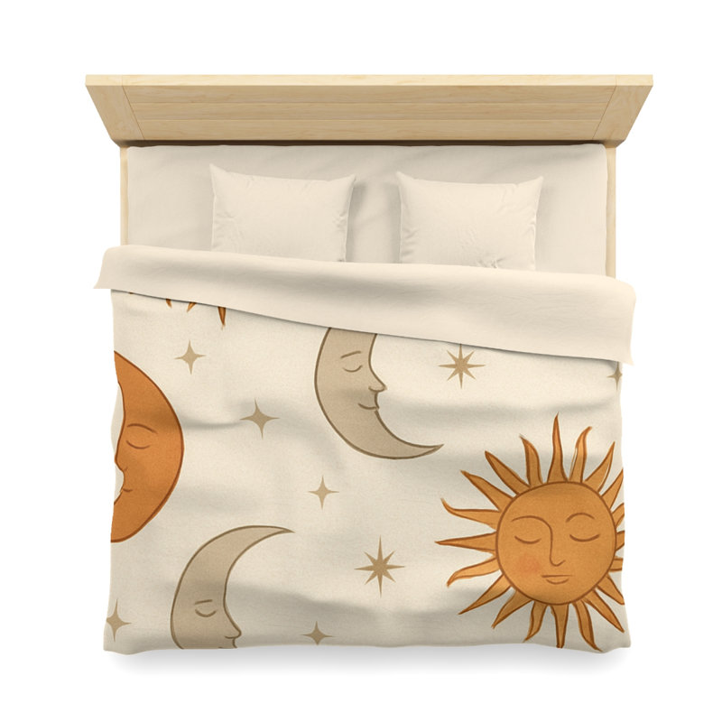 Microfiber Duvet Cover Boho Style, Design 51, Cream, King Duvet Cover