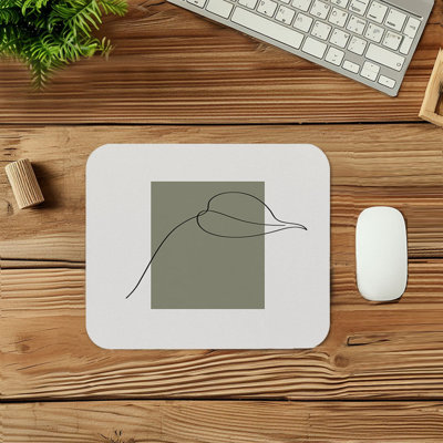 Botanical Plant Minimalist III Line Art Botanicals Leaf Modern Gaming Cute Office Laptop Desk Pad Gift Mat Square Rectangle Non-Slip Mousepad