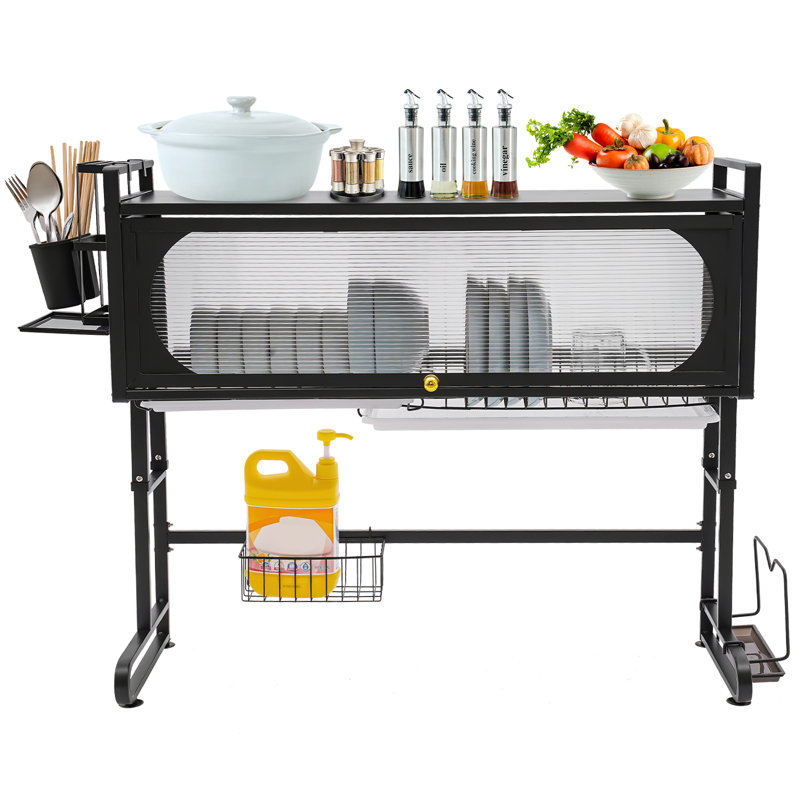 Organisateur de cuisine pour égouttoir à vaisselle à 2 tablettes SUNYOU, Noir mat