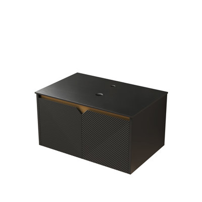 Evan 30" Wall-Mounted Bathroom Vanity Base with Sintered Stone Countertop & Soft-Close Doors