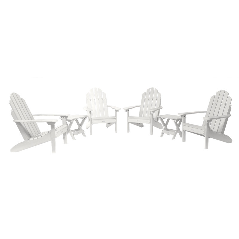 Anette Outdoor Adirondack Chair With Table, White