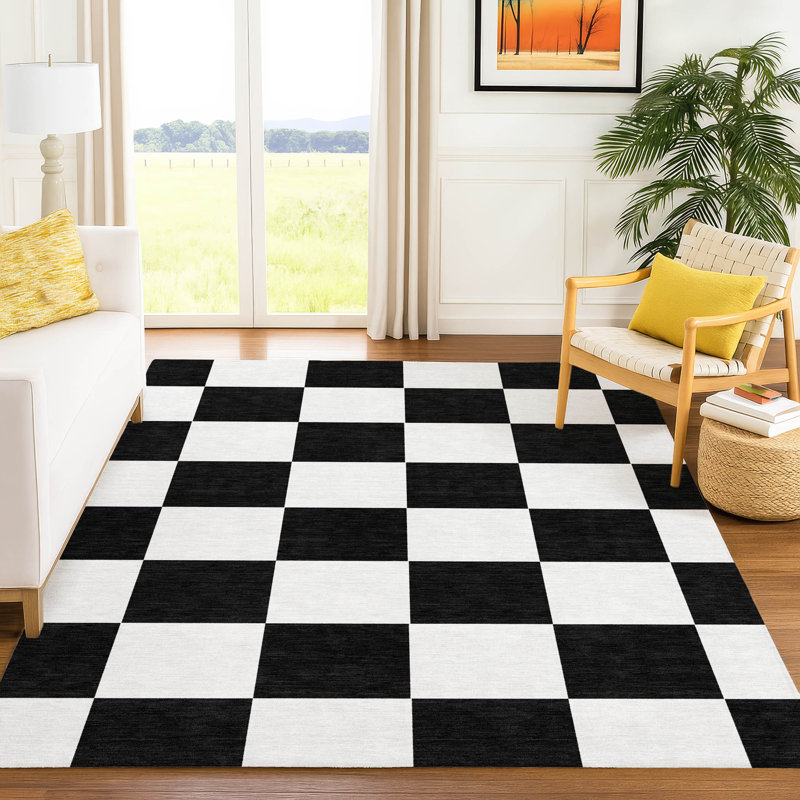 Tapis géométrique intérieur / extérieur lavable en machine ACN2345, Rectangulaire 3 pi x 5 pi